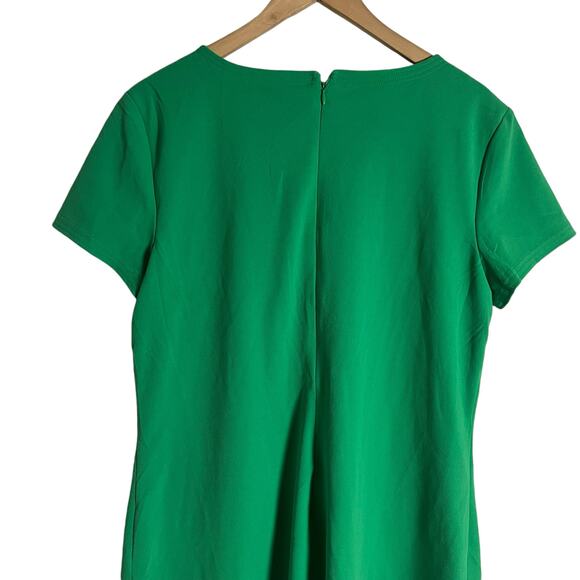 Tommy Hilfiger Kelly Green Short Sleeve Grommet Split Neck Sheath Dress Size 14 - Picture 5 of 10